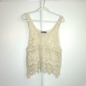 Cottagecore Crochet Lace Tank - Unlined